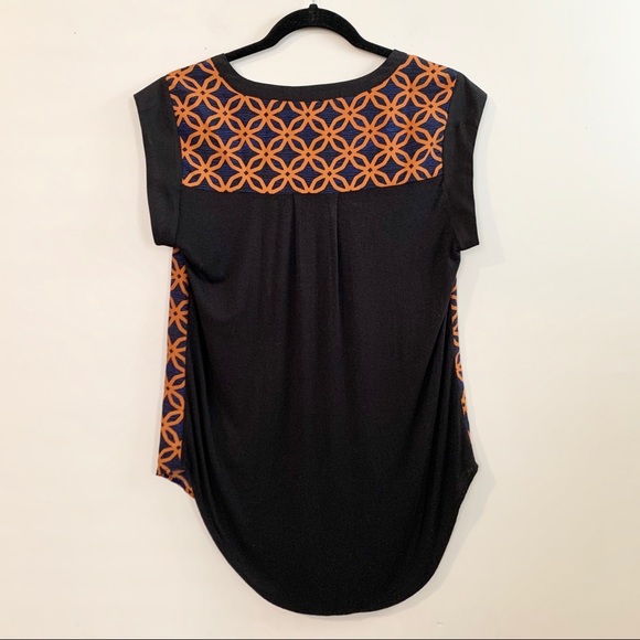 DANIEL RAINN Orange Navy and Black Blouse - Picture 4 of 4